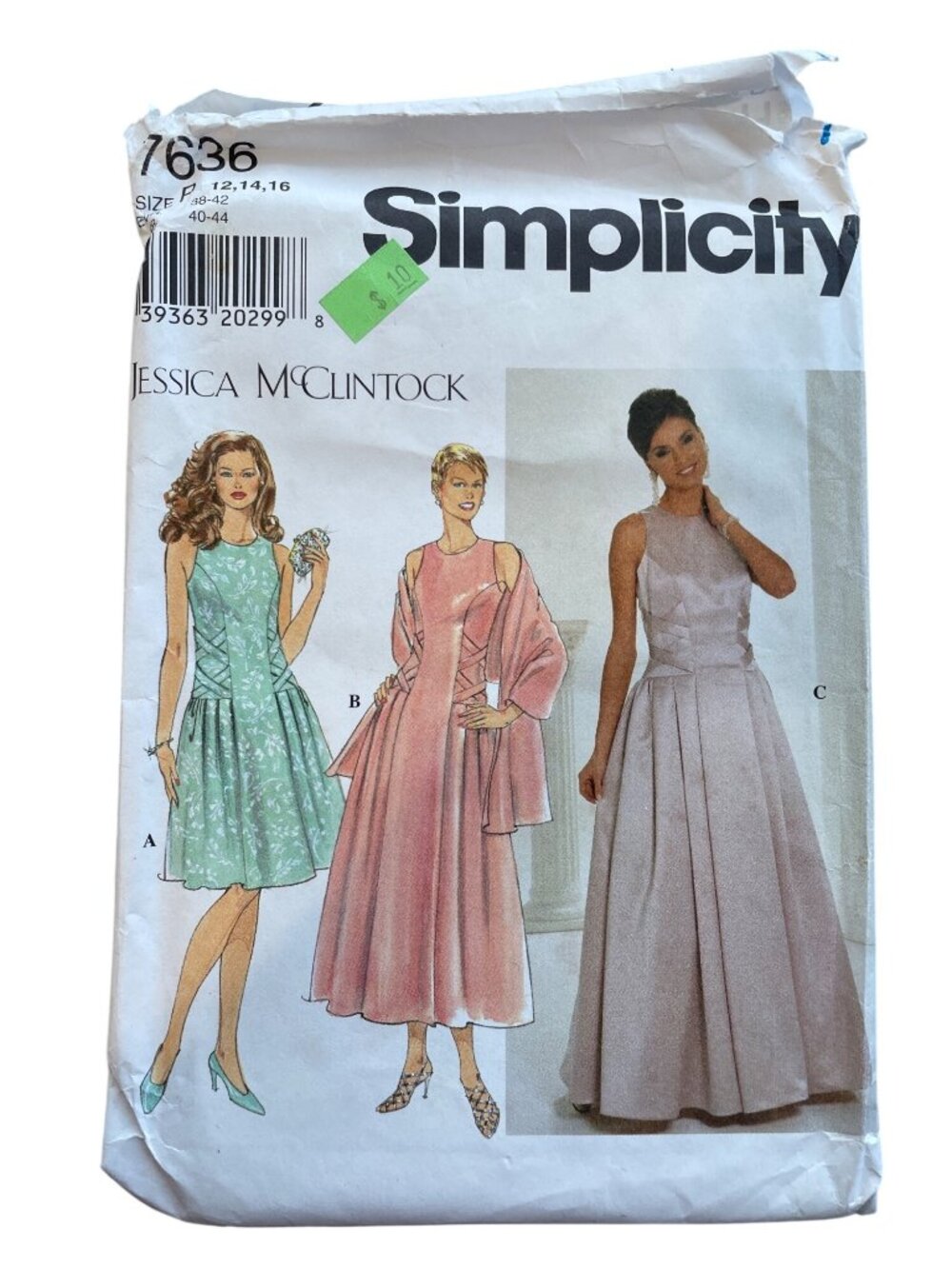 Vintage 90s Simplicity 7636 Sewing Pattern Size 12-14-16 Dress & Wrap UNCUT